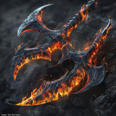 3D Illustration of a Dragon Head with Flames on a Dark Backgroundの素材