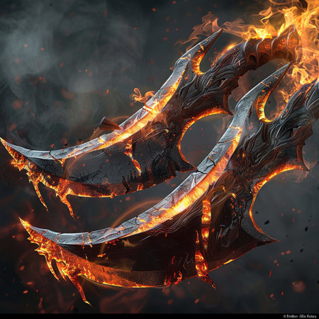 Flaming dragon on a black background. 3D illustrations.の素材