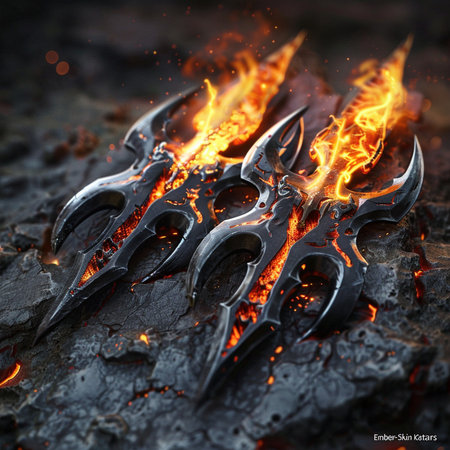 Flaming steel devil horns on a black background. 3d renderingの素材