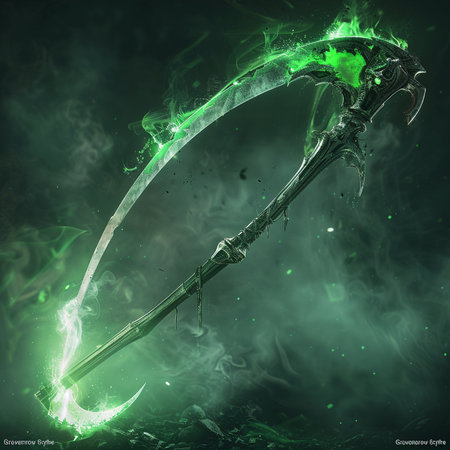 An image of a saber blade against a green background with smoke.の素材