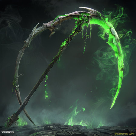 Fantasy landscape with green dragon in the dark. 3D renderingの素材