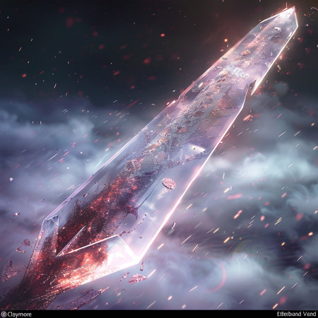 Magic crystal with sparks and stars in outer space. 3D illustrations.の素材