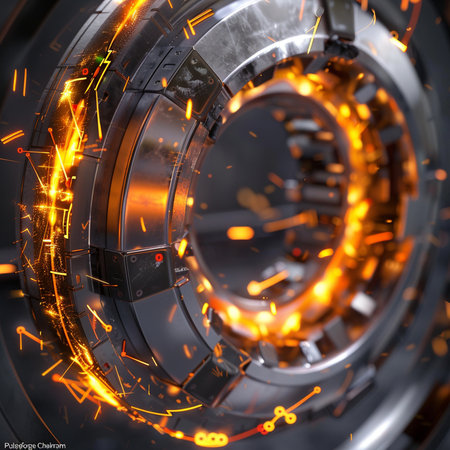 3D rendering of a futuristic gear wheel. The concept of the future of technology.の素材