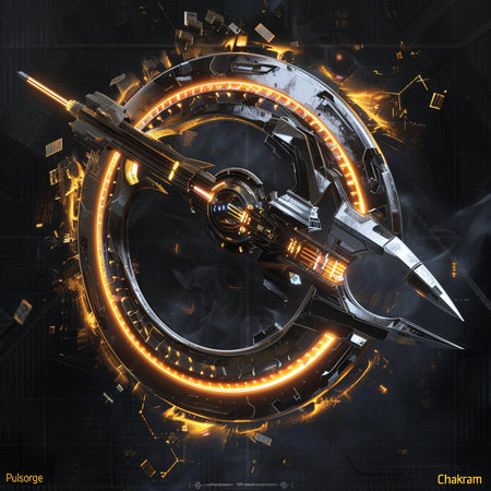 3d rendering of abstract technology concept in black and orange color backgroundの素材