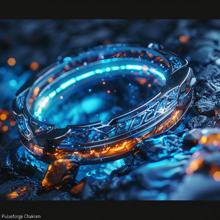 Jewelry, Bracelet with blue and orange lights.の素材