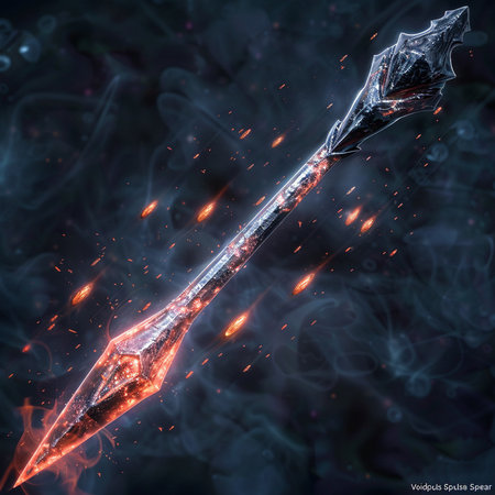Magic crystal sword with fire flames on a black background. 3d renderingの素材