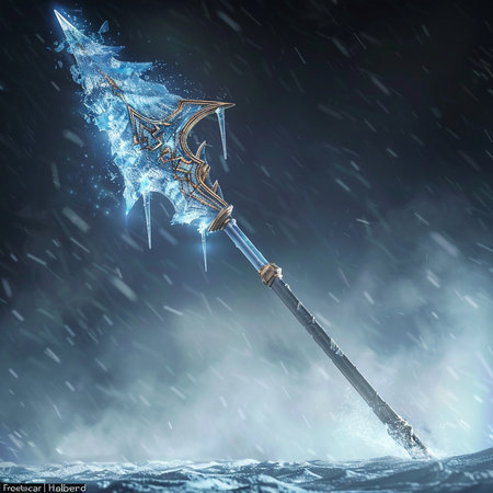 3d illustration of a fantasy sword in the sea under the rainの素材