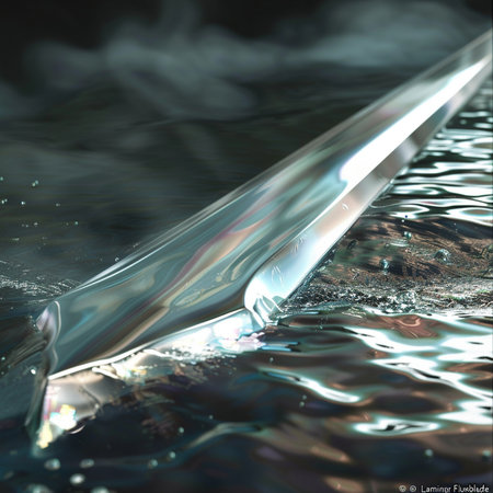 Frozen water surface. Abstract background. 3d render illustration.の素材