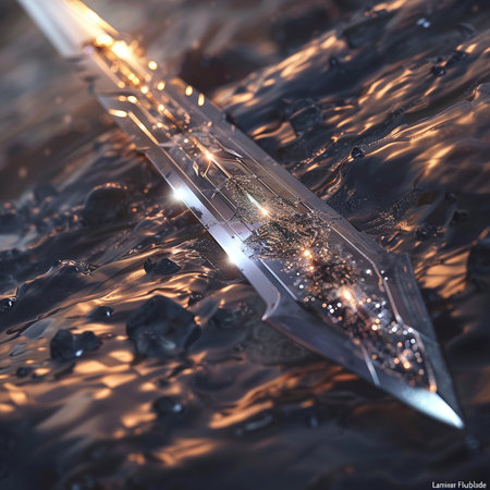 Fantasy sword in the water. 3d rendering, 3d illustration.の素材