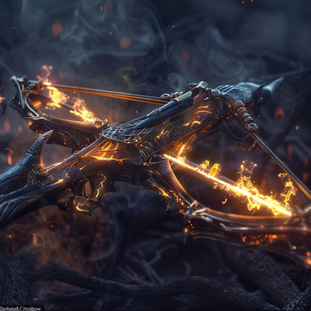 Flaming medieval weapon on a dark background. 3d renderingの素材