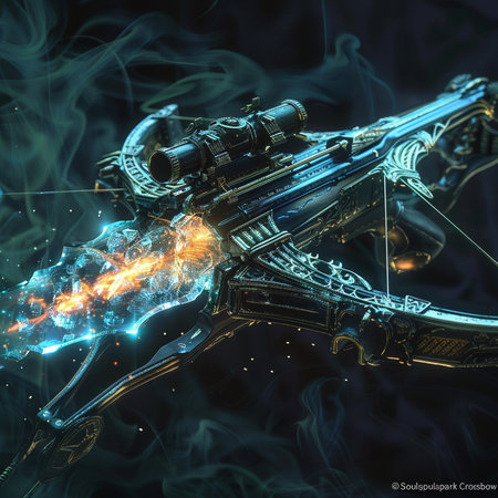 3D rendering of a laser weapon in a futuristic space. 3D illustrations.の素材