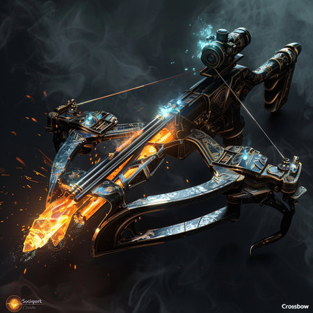 Futuristic robot arm with fire and smoke. 3d illustration.の素材