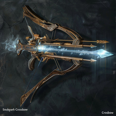 3D rendering of a medieval bow and arrow on a dark backgroundの素材