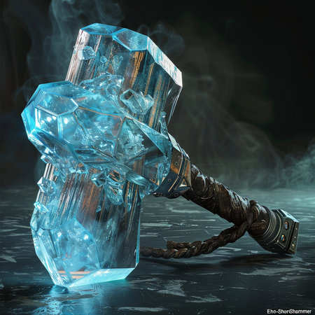 Digital illustration of a sword in ice, 3d digitally rendered illustrationの素材
