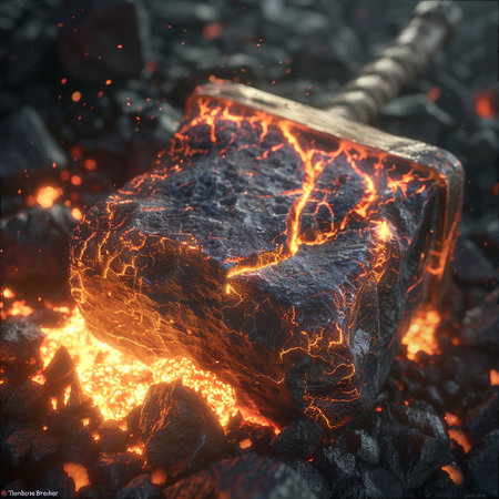 Burning coal in the forge. 3d rendering, 3d illustration.の素材