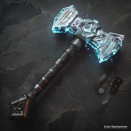 Ancient battle ax on black background. 3D Rendering, 3D illustrationの素材