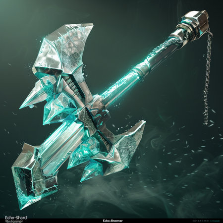 Broken glass sword with a chain on a dark background. 3d renderingの素材