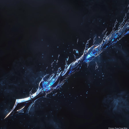 Abstract blue water splash on black background. 3d rendering, 3d illustration.の素材