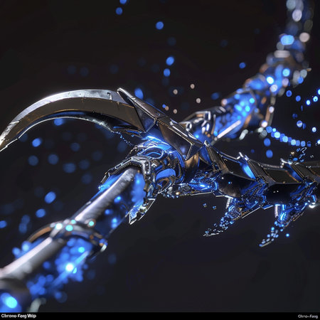 3D illustration of a fantasy alien creature with a sword in his handsの素材