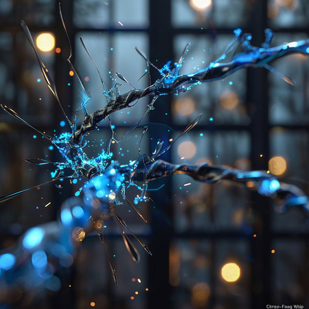 Broken glass on the background of a window. 3d illustrationの素材