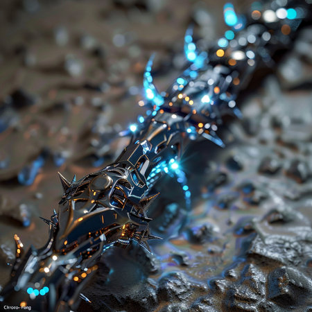 3d illustration of fantasy fantasy dragon and crystal. Computer generated image.の素材