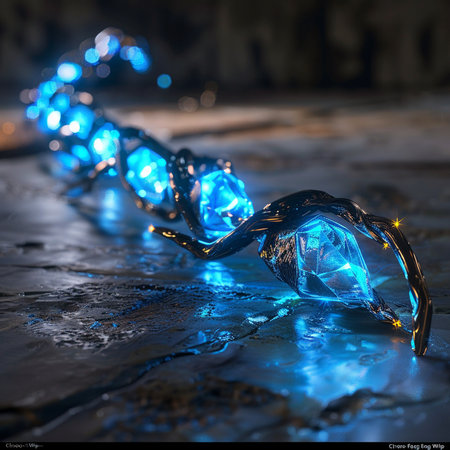 Blue christmas garland lights on a wooden table. Close upの素材