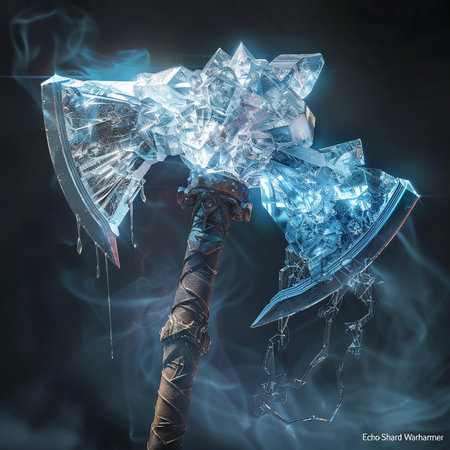 Ax with broken glass on a dark background. 3d renderingの素材