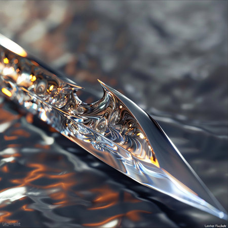 3d illustration of a saber blade in water close-upの素材