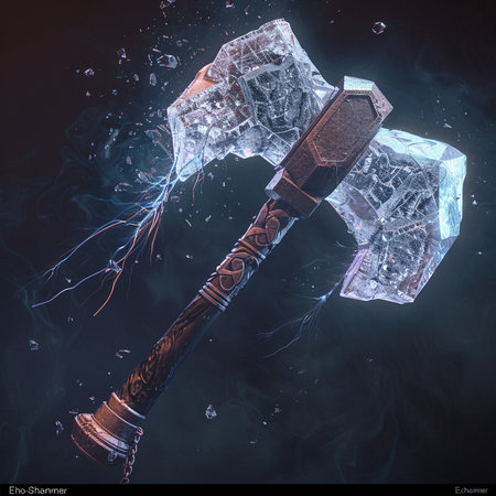 Wooden ax with ice cubes on black background. 3d renderingの素材