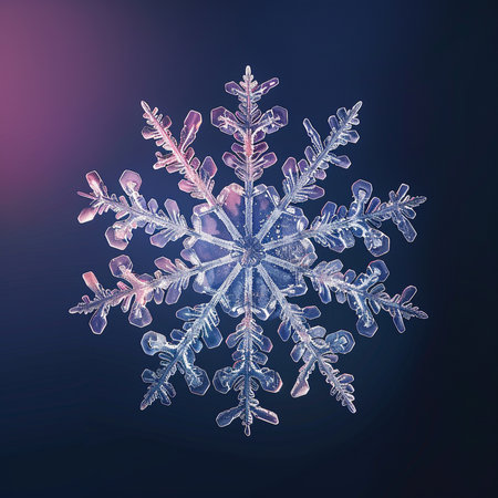 Illustration of a snowflake on a dark background. Winter background.の素材