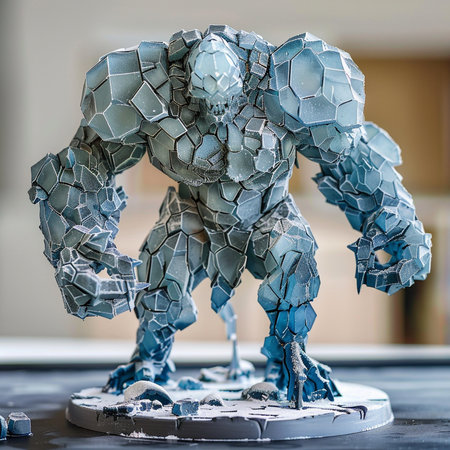 3d rendering of a robot made of broken glass with cracks.の素材