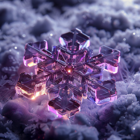 Snowflake on the background of snowflakes. 3d illustrationの素材