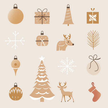 Set of christmas icons. Vector illustration for your design. Eps10の素材