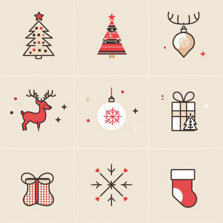 Christmas icons set. Vector illustration for your design. Eps 10.の素材