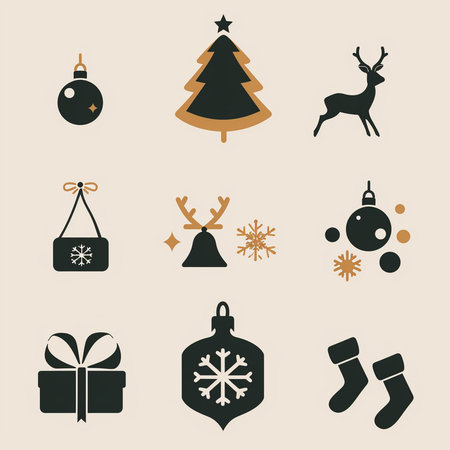 Christmas icons set. Vector illustration in eps 10 for web designの素材