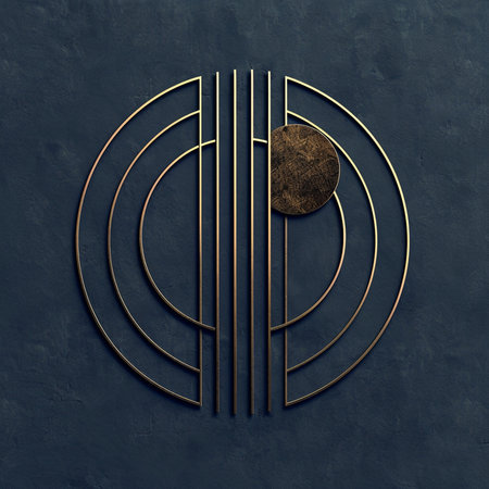 3d illustration of a metal plate in the form of a circle on a blue backgroundの素材