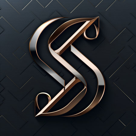 Luxury font. Letter S. 3D render, 3D illustration.の素材