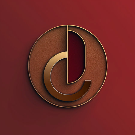 letter d in gold and brown on a red background. 3d illustrationの素材