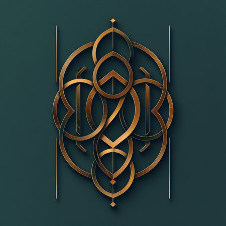 Golden arabic ornament on dark green background. 3d renderingの素材