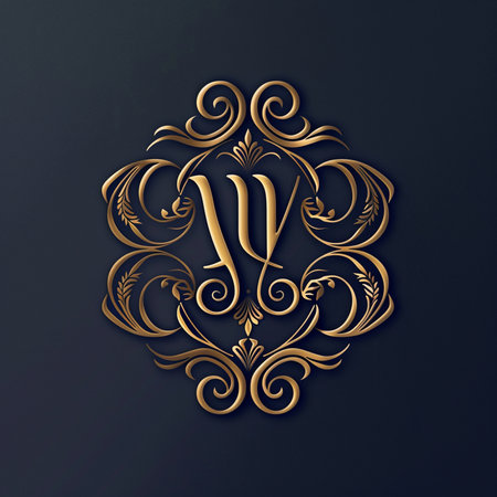 Vintage monogram in the style of Baroque. Vector illustrationの素材