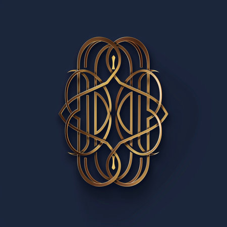 Elegant golden ornament on dark blue background. Vector illustration.の素材
