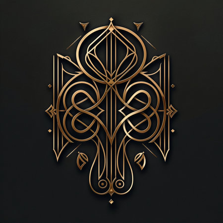 Luxury golden ornament on a black background. 3d renderingの素材
