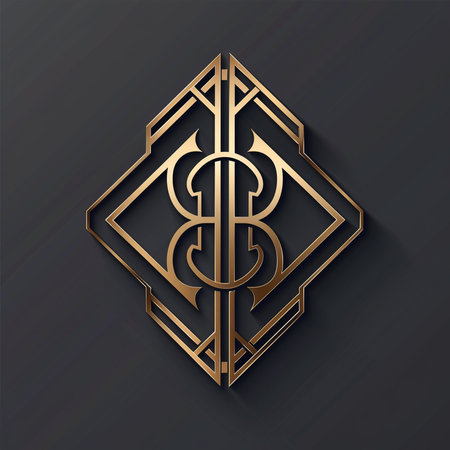 Vintage ornamental monogram with initials JK in gold and blue colors.の素材