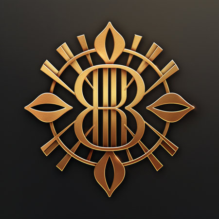 Elegant golden monogram with decorative elements. 3d renderingの素材