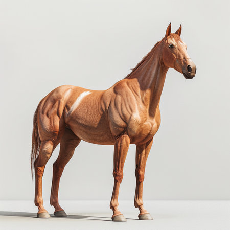 Horse on a white background. Side view. 3d renderingの素材