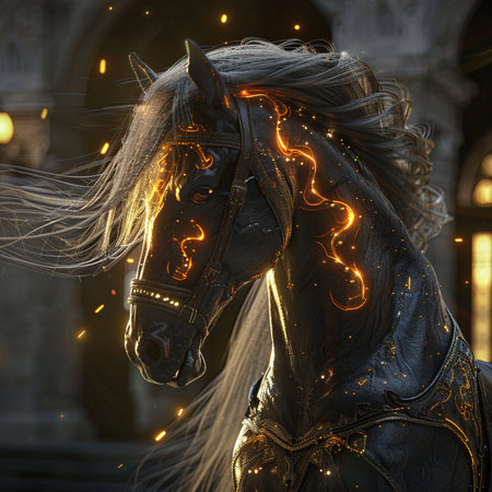 Horse in the city of Venice, Italy. 3d renderingの素材