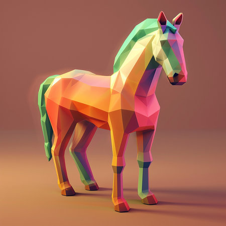 Polygonal horse. Colorful polygonal horse. Vector illustration.の素材