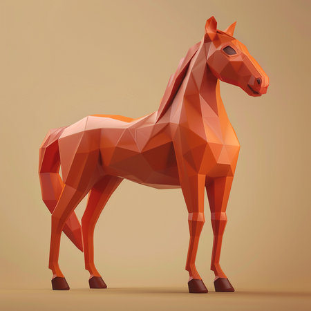 Abstract polygonal horse on a light background. 3d renderingの素材