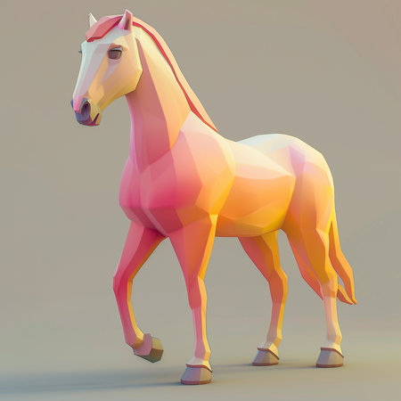 3d render of a pink horse on a gray background. Animal.の素材