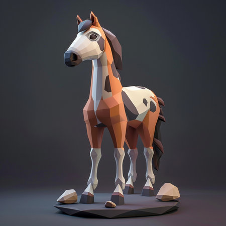 Horse in the style of low poly. 3d rendering.の素材
